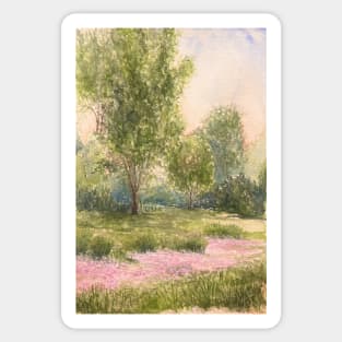 Purple Flower Watercolor Landscape Sticker